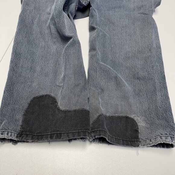 Vintage Anchor Blue Baggy Jeans Mens 32x43 Distressed Patchwork Y2K Skate - Picture 11 of 16
